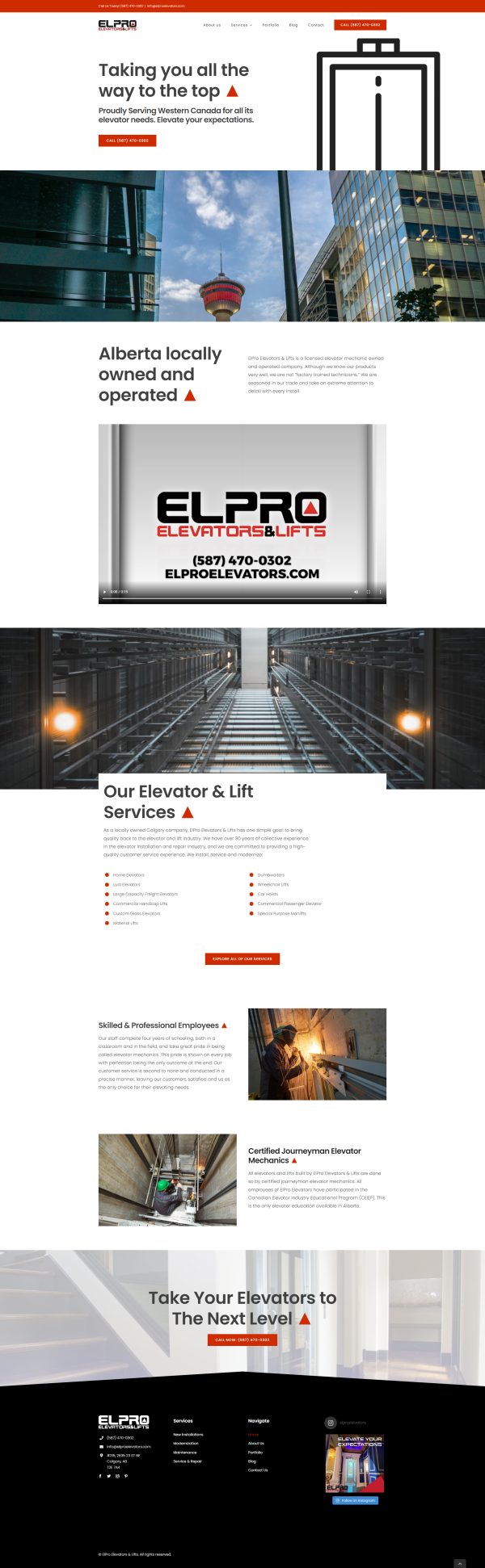 Elpro Elevators & Lifts website designed by Right Design