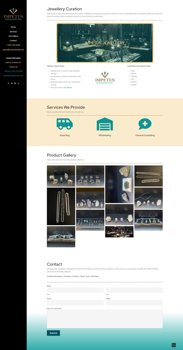 Impetus Jewellery website designed by Right Design