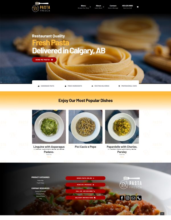 Pasta Fresca YYC website designed by Right Design
