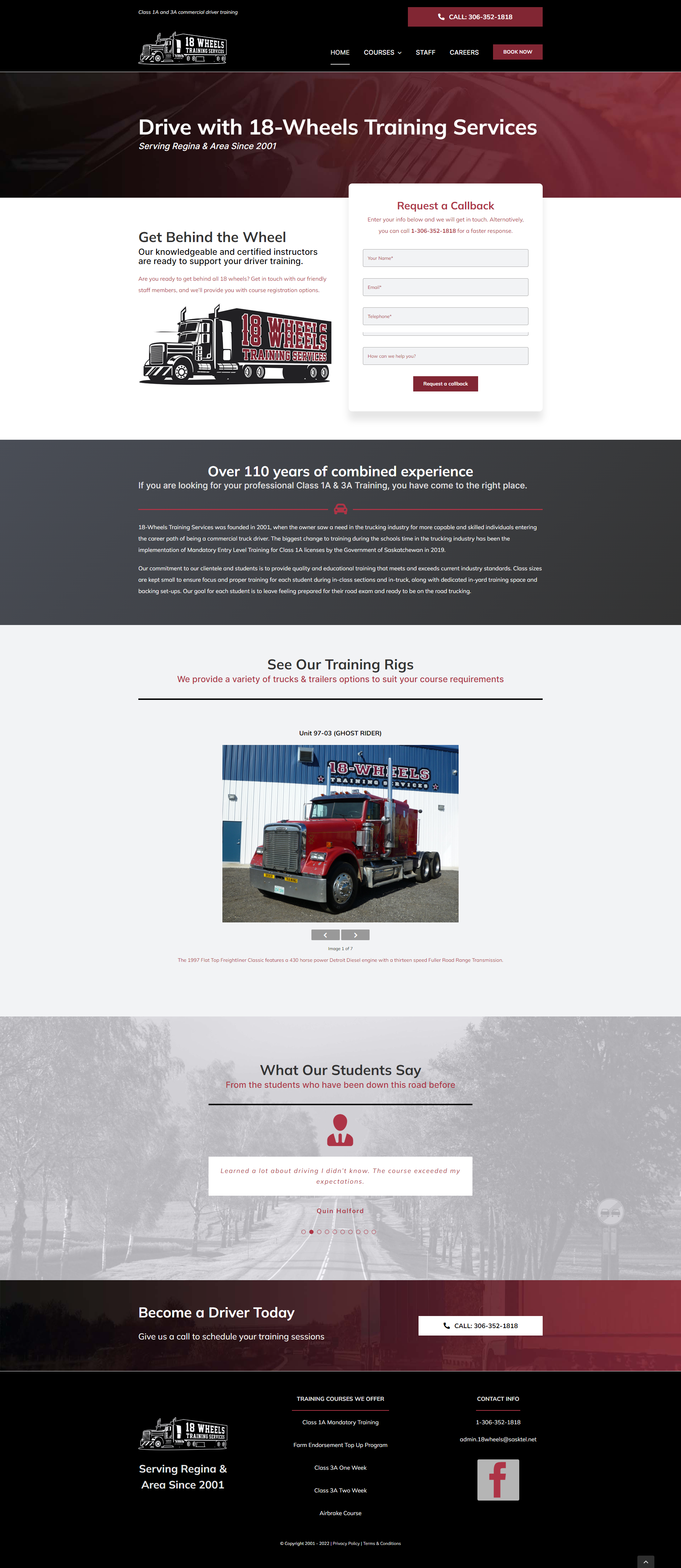Website Design for 18-Wheels Truck Training
