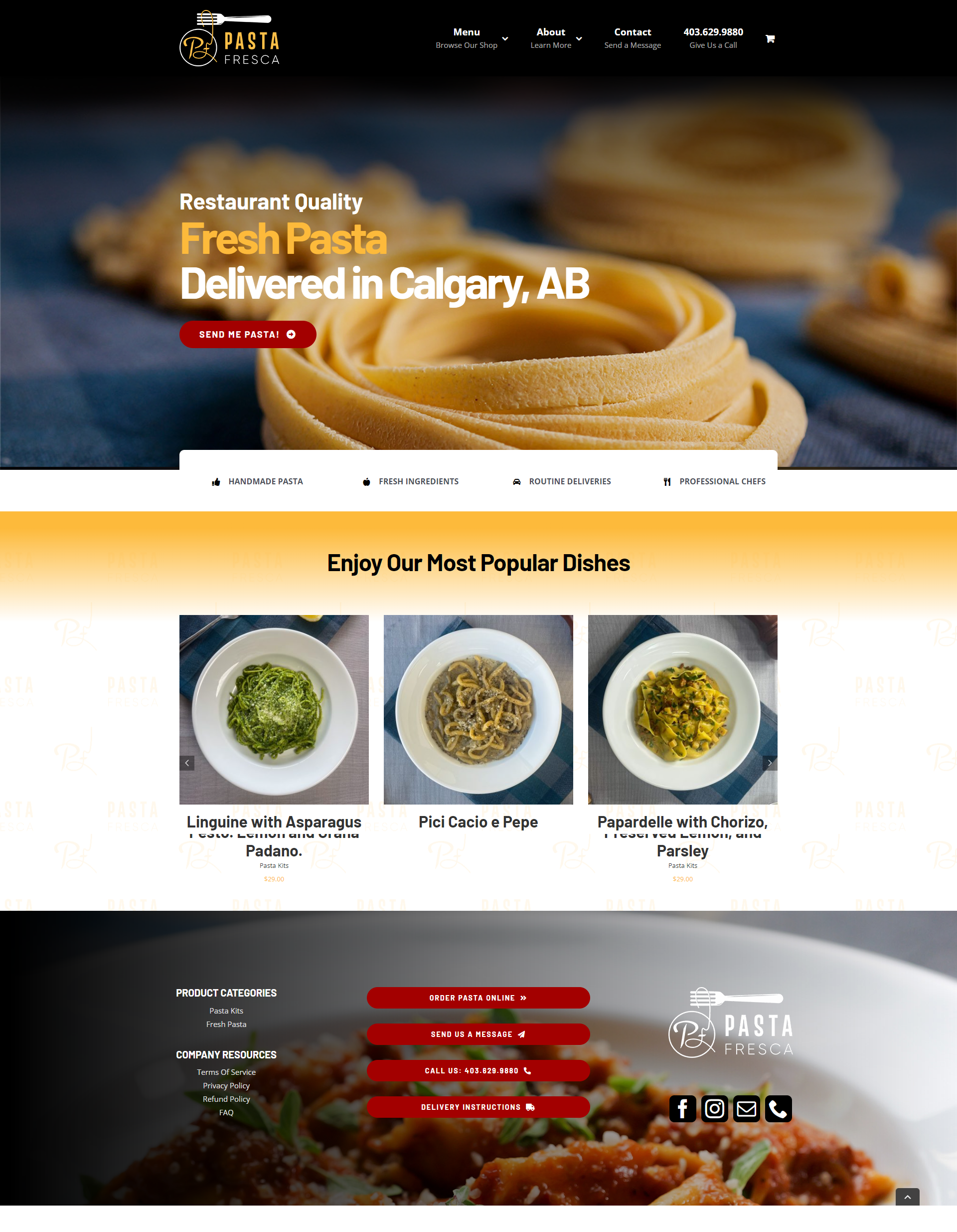 Website Design for Pasta Fresca YYC